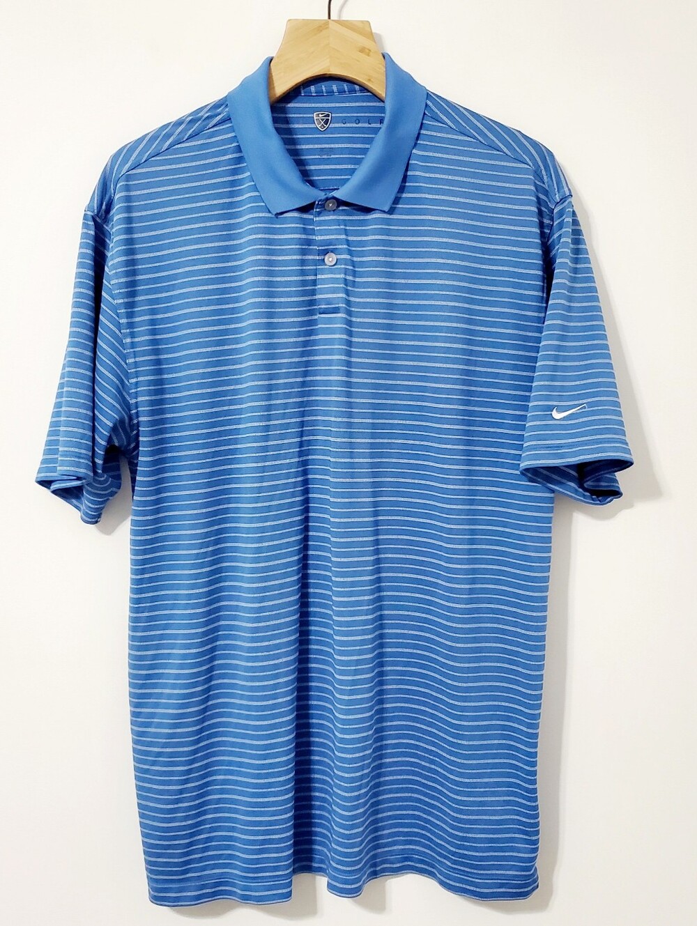 Nike Golf Polo Shirt Blue Striped Mens XL